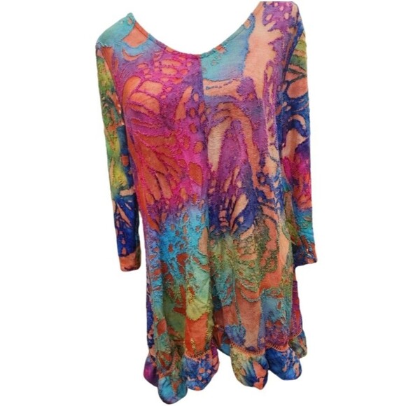 Kamana Abstract Tunic Size Large Boho Hippie Burn Out - Picture 2 of 8